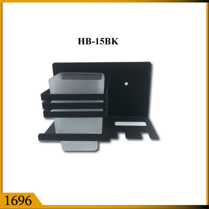 BRUSH HOLDER SQUARE GLASS HB-15 BLK (1696)